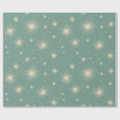 Vintage Christmas Starbursts Soft Blue Geschenkpapier (Flach)