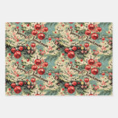 Vintage Christmas Starbursts Soft Blue Geschenkpapier Set (Vorderseite 2)