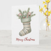 Vintage Christmas Stocking with Candy Canes Card Karte (Gelbe Blume)