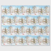 Vintage Christmas Storybook Village Geschenkpapier (Flach)