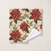Vintage Christmas Tablecloth Poinsettia Pattern Badhandtuch Set (Waschlappen)