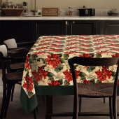 Vintage Christmas Tablecloth Poinsettia Pattern Tischdecke