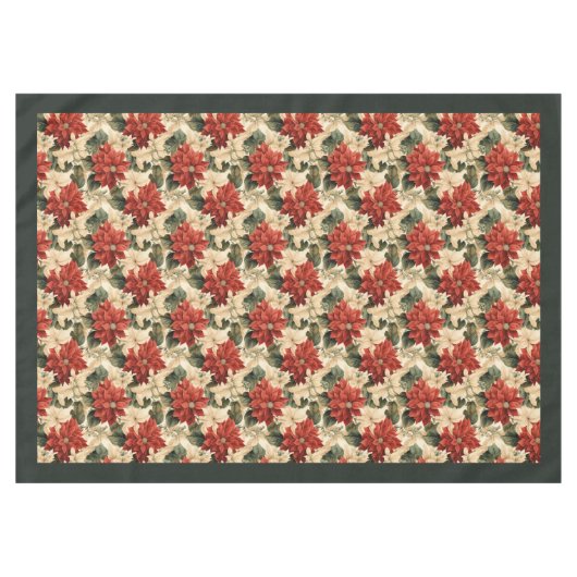 Vintage Christmas Tablecloth Poinsettia Pattern Tischdecke (Vorderseite (Horizontal))