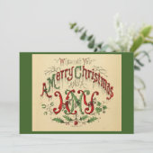 Vintage Christmas Tattoo Calligraphy Script Feiertagskarte (Stehend Vorderseite)