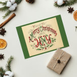 Vintage Christmas Tattoo Calligraphy Script Feiertagskarte<br><div class="desc">Diese Vintage Themed Retro Weihnachten Tattoo Rot,  Grün und Beige Holiday Postcard mit Kalligraphie Script und Weihnachtsgrüße wird perfekt für Ihren Urlaub Gruß. Sie können auch andere Designs in diesem Stile in meinem Zazzle-Shop finden.</div>