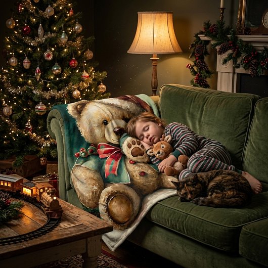 Vintage Christmas Teddy Bär Fleecedecke
