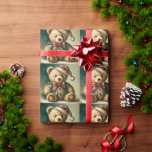 Vintage Christmas Teddy Bär Geschenkpapier<br><div class="desc">Vintage Christmas Teddy Bär</div>