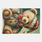 Vintage Christmas Teddy Bär Geschirrtuch (Horizontal)