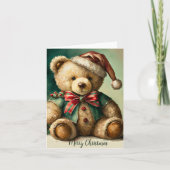 Vintage Christmas Teddy Bär Karte (Vorderseite)