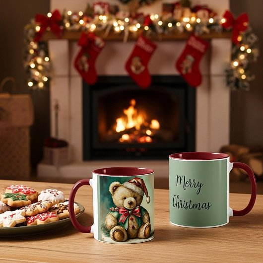 Vintage Christmas Teddy Bär Tasse