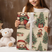 Vintage Christmas Teddy Bear Geschenkpapier