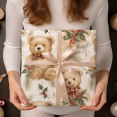 Vintage Christmas Teddy Bears Geschenkpapier