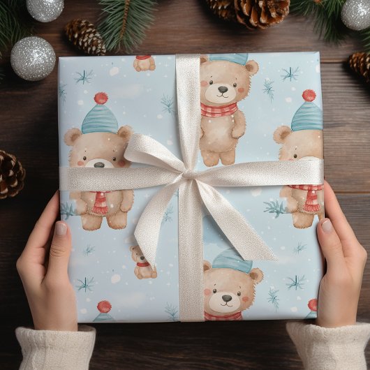 Vintage Christmas Teddy Bears Geschenkpapier Set