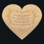 Vintage Christmas Tender Erinnerungen Herz-Aufkleber<br><div class="desc">Dieser Vintage Aufkleber weist ein Herz mit einem Weihnachtsvers und Design auf. Dieser schöne Aufkleber kann auf Karten,  Umschlägen,  Geschenkkörben,  Geschenken usw. verwendet werden. Genießen Sie Ihren neuen Weihnachts-Weihnachtszitzer Erinnerungen Herzsticker!</div>