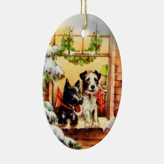 Vintage Christmas Terrier Dog Keramikornament (Rechts)