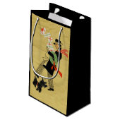 Vintage Christmas Terrier Dog Kleine Geschenktüte (Rückseite Schrägansicht)