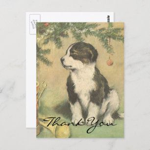 Vintage Christmas Thank You Postkarte