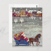 Vintage Christmas Thank You Postkarte (Vorne/Hinten)
