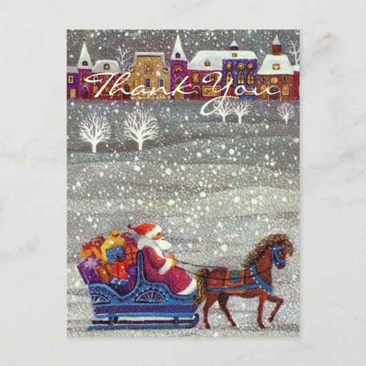 Vintage Christmas Thank You Postkarte (Vorderseite)