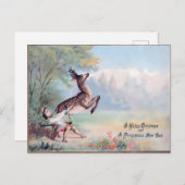 Vintage Christmas: The Leaping Fawn & Boy Postkarte (Vorne/Hinten)