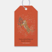 "Vintage Christmas Tiger | Orange Geschenkanhänger (Vorderseite)