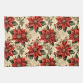 Vintage Christmas Towel Red Poinsettia Design Geschirrtuch (Horizontal)