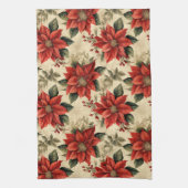 Vintage Christmas Towel Red Poinsettia Design Geschirrtuch (Vertikal)