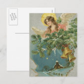 Vintage Christmas Town Angel Feiertagspostkarte (Vorne/Hinten)