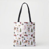 Vintage Christmas Toys Pattern Red Green Tote Tasche (Vorderseite)