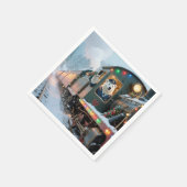 Vintage Christmas Train With Waving Polar Bear Serviette (Ecke)