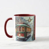 Vintage Christmas Tram in Snowy Town Tasse (Links)