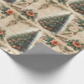 Vintage Christmas Tree and Script  Geschenkpapier (Ecke)