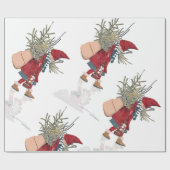Vintage Christmas Tree Carrier Wrapping Paper Geschenkpapier (Flach)