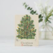 Vintage Christmas Tree Grüße Feiertagspostkarte (Stehend Vorderseite)