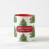 Vintage Christmas Tree Holiday Individuelle Name Tasse (Zentrum)