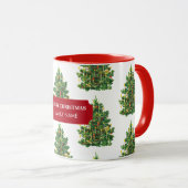 Vintage Christmas Tree Holiday Individuelle Name Tasse (VorderseiteRechts)