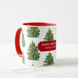 Vintage Christmas Tree Holiday Individuelle Name Tasse