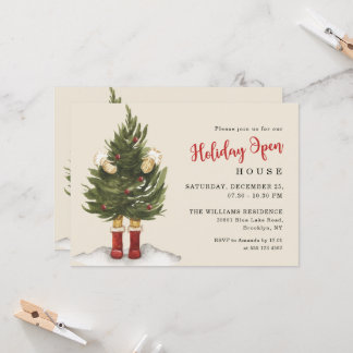 Vintage Christmas Tree Holiday Open House Einladung