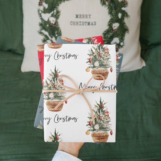 Vintage Christmas Tree | Merry Christmas  Geschenkpapier Set