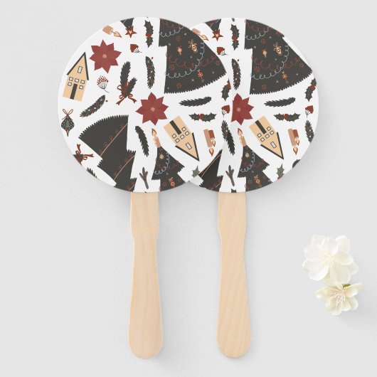 Vintage Christmas Tree Poinsettia Fächer (Vorne und Hinten)