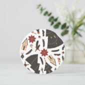 Vintage Christmas Tree Poinsettia Feiertagskarte (Stehend Vorderseite)