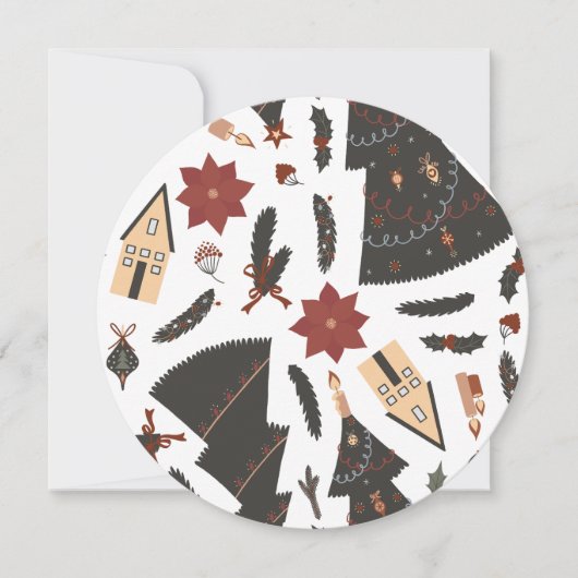 Vintage Christmas Tree Poinsettia Feiertagskarte (Vorderseite)