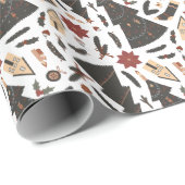 Vintage Christmas Tree Poinsettia Geschenkpapier (Rolleneckpunkt)