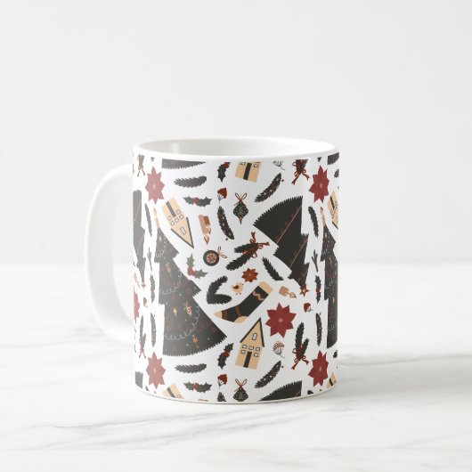 Vintage Christmas Tree Poinsettia Kaffeetasse (Vorderseite Links)