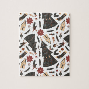 Vintage Christmas Tree Poinsettia Puzzle