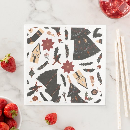 Vintage Christmas Tree Poinsettia Serviette (Beispiel)