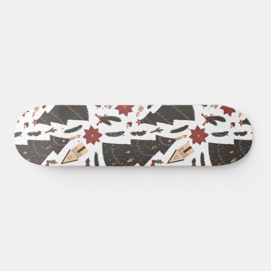 Vintage Christmas Tree Poinsettia Skateboard (Horizontal)
