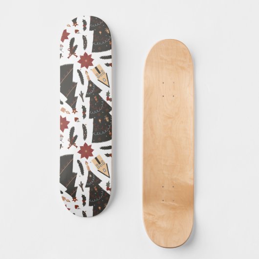 Vintage Christmas Tree Poinsettia Skateboard (Vorderseite)