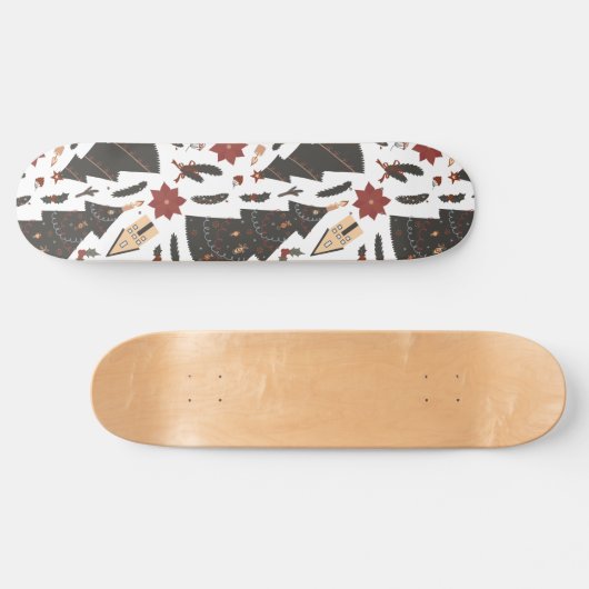 Vintage Christmas Tree Poinsettia Skateboard (Horizontal)