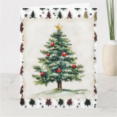 Vintage Christmas Tree Postage Briefmarke Karte (Vorderseite)